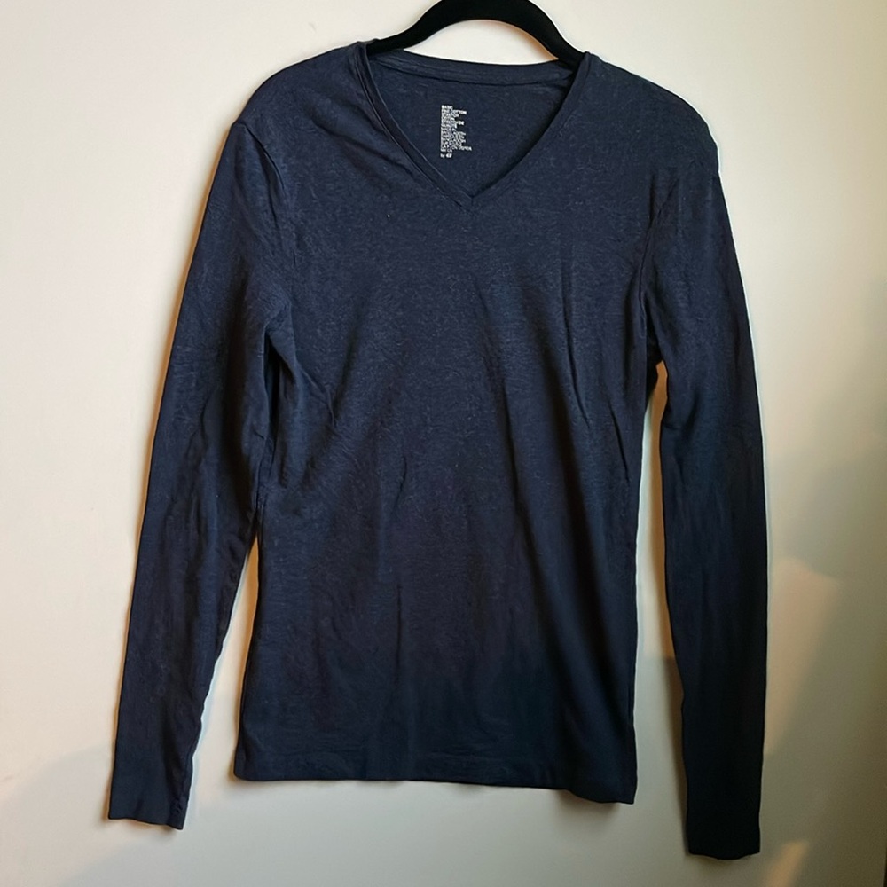 H&M Men’s Basic Fine Cotton Long Sleeve Shirt | Gray | Small